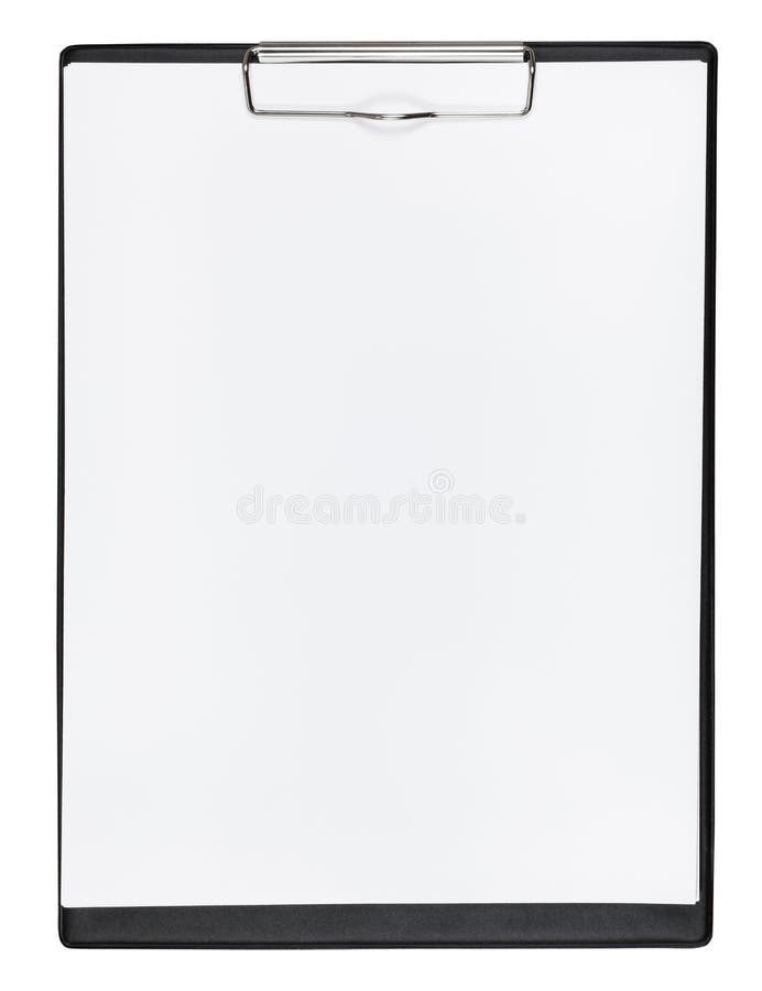 Clipboard with Blank Sheet of Paper Isolated on White Stock Image