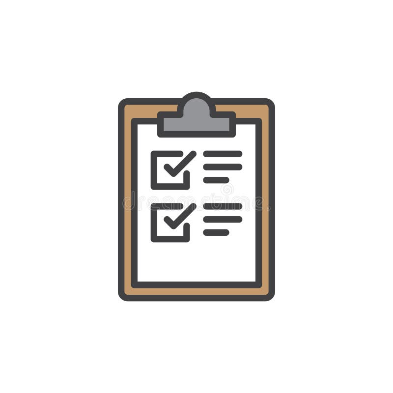 Clipboard checklist filled outline icon stock illustration