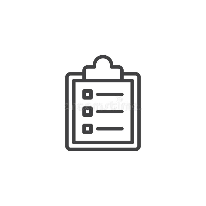Clipboard checklist outline icon royalty free illustration