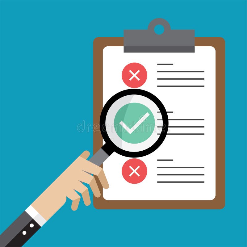 Clipboard with Checkmarks and Magnifying Glass Stock Vector ...