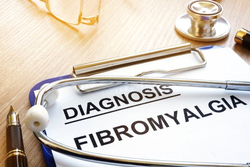 Clipboard with diagnosis fibromyalgia. royalty free stock photography Clipboard with diagnosis fibromyalgia. royalty free stock photography