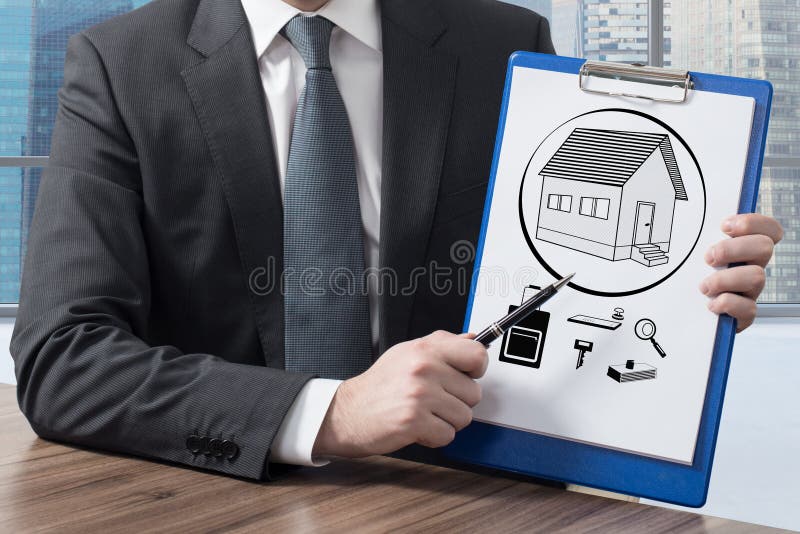 Clipboard with house stock photo. Image of construction 50875386