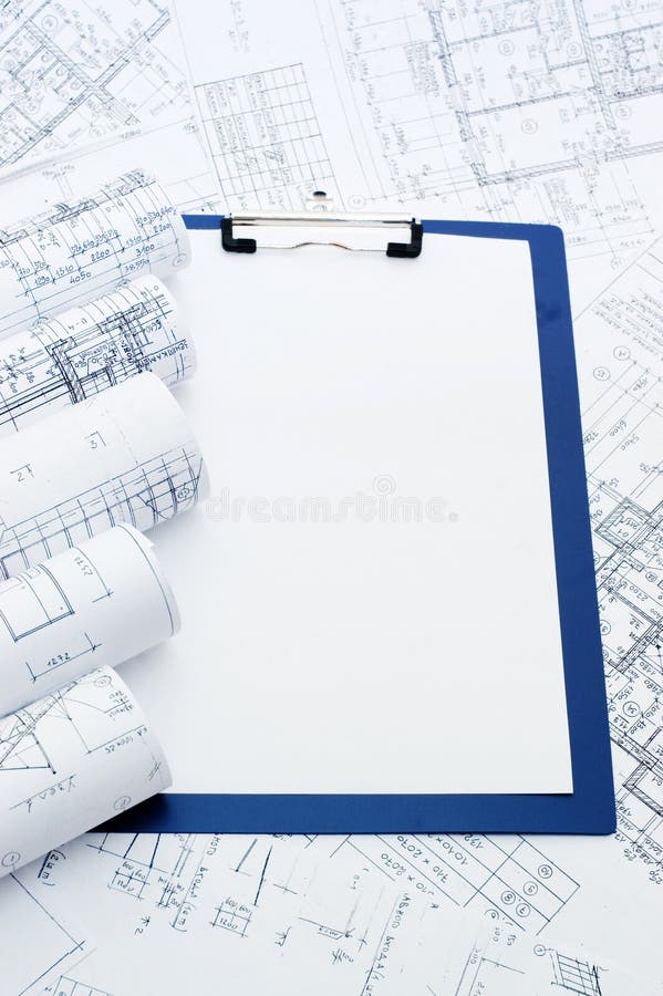 Clipboard on the House Project Stock Photo Image of blueprint