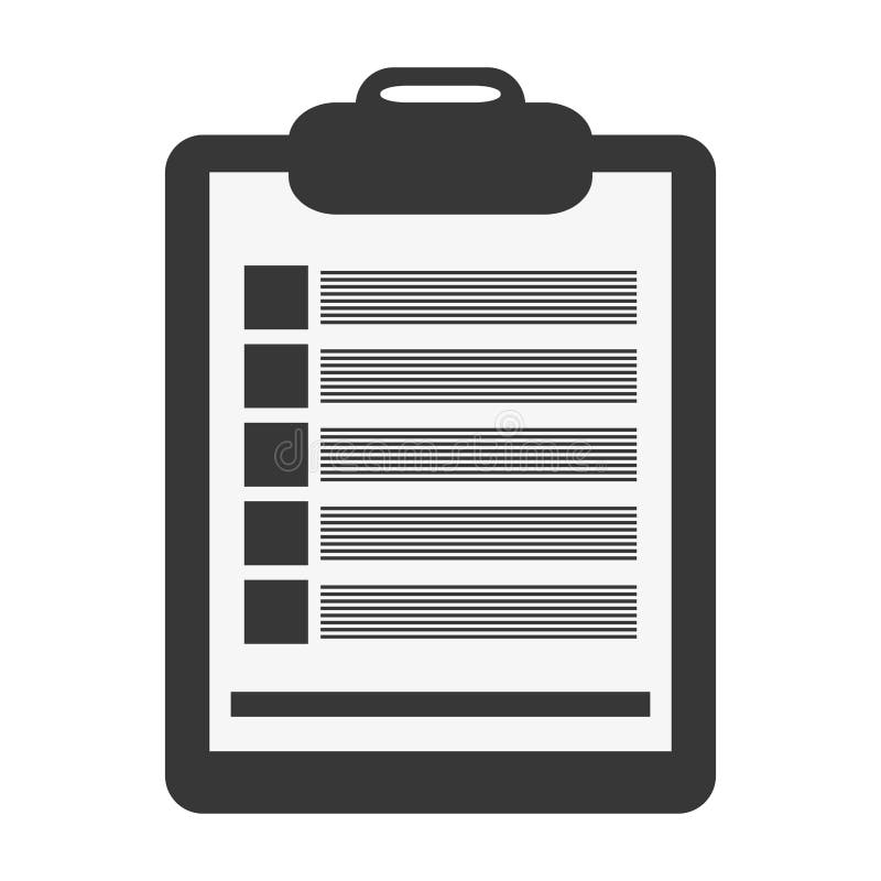 Clipboard with paper icon stock illustration. Illustration of examining