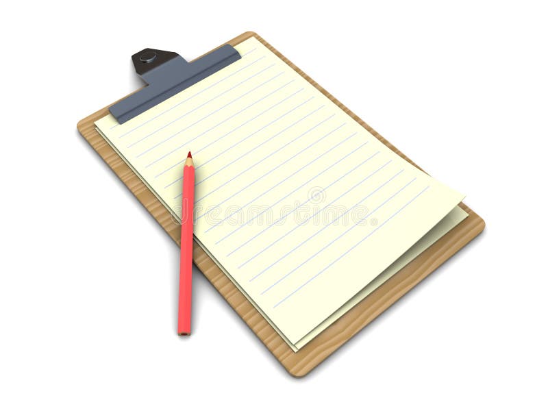 Clipboard with pencil stock illustration. Illustration of organize