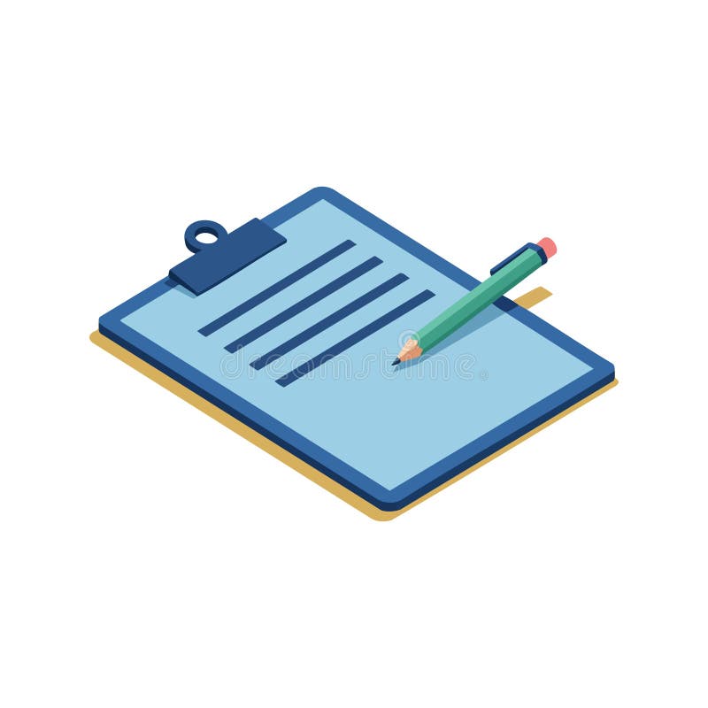 Clipboard with Pencil and Paper Vector Icon for Writing and Note Taking Tasks Illustration stock illustration