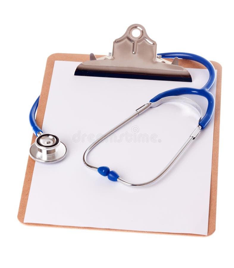 Clipboard and Stethoscope royalty free stock image