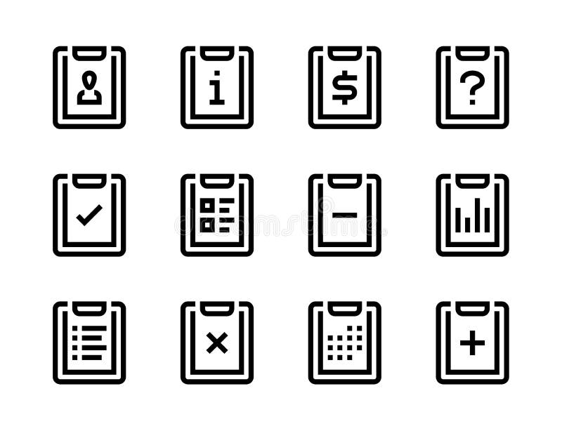 Clipboard and Task board editable stroke line vector icons. stock illustration