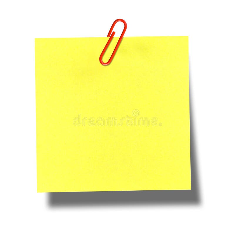 Clipe De Papel Amarelo Do Vermelho Do Postit Imagem de Stock Imagem