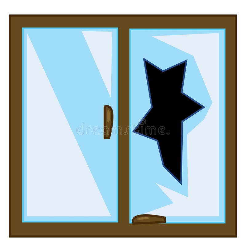 Broken glass window vector or color illustration. Broken glass window vector or color illustration