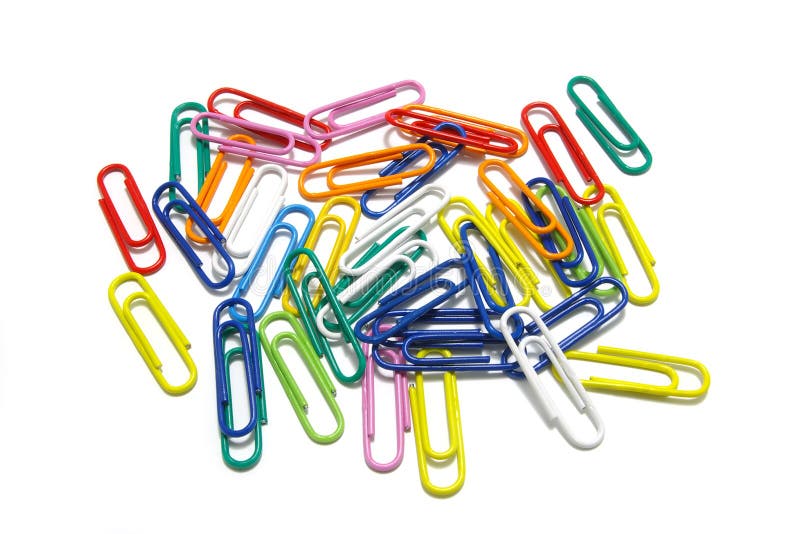 Clips de papel multicolores foto de archivo