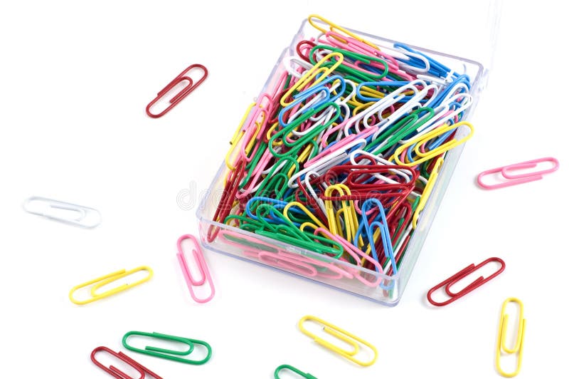 Clips De Papel En La Caja Plástica Foto de archivo Imagen de negocios