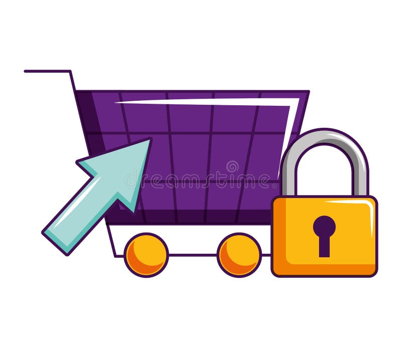 Clique em linha da seguran?a do carrinho de compras ilustração stock Clique em linha da seguran?a do carrinho de compras ilustração stock