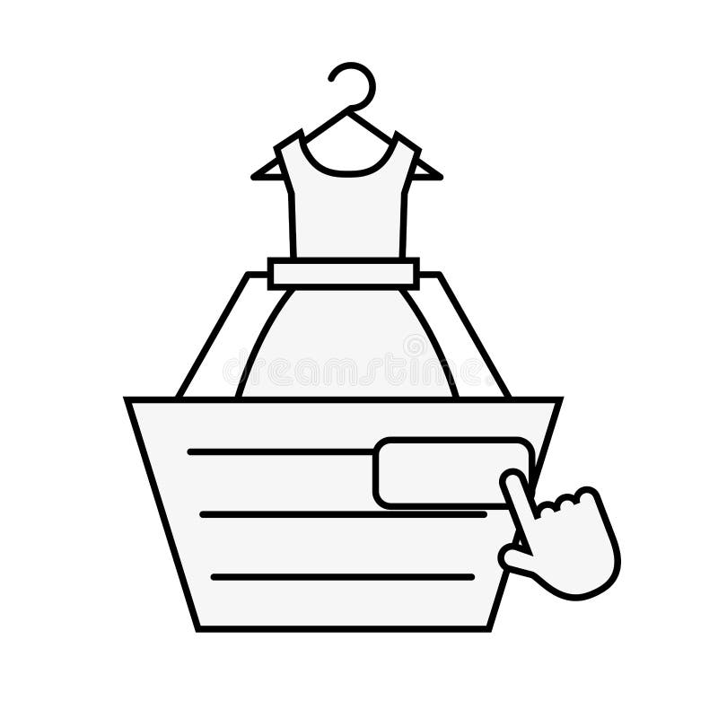 Clique em linha do vestido do carrinho de compras ilustração royalty free Clique em linha do vestido do carrinho de compras ilustração royalty free