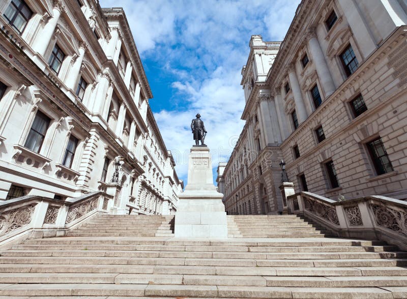 Between the Churchill War Rooms and HM Treasury Building. Between the Churchill War Rooms and HM Treasury Building.