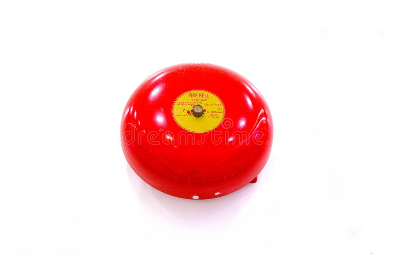 Cloche rouge d'alarme d'incendie ou de feu d'isolement sur le fond blanc (Selec photo libre de droits Cloche rouge d'alarme d'incendie ou de feu d'isolement sur le fond blanc (Selec photo libre de droits
