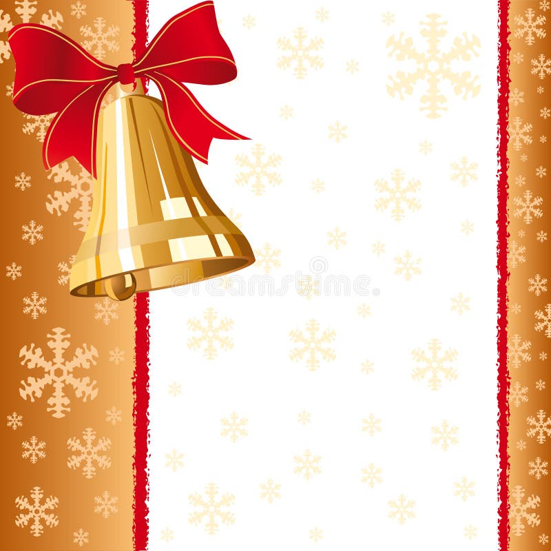 A golden christmas bells vector greeting card. Vector illustration. A golden christmas bells vector greeting card. Vector illustration