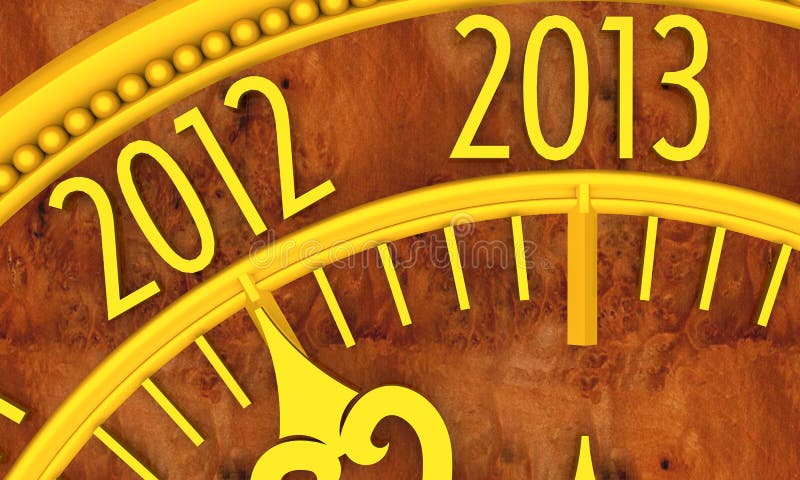 Golden clock with year 2013