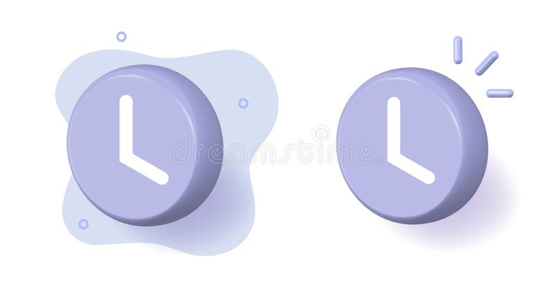 Clock alarm 3d timer stopwatch icon vector graphic set, time watch ring countdown alert render reminder illustration, deadline royalty free illustration