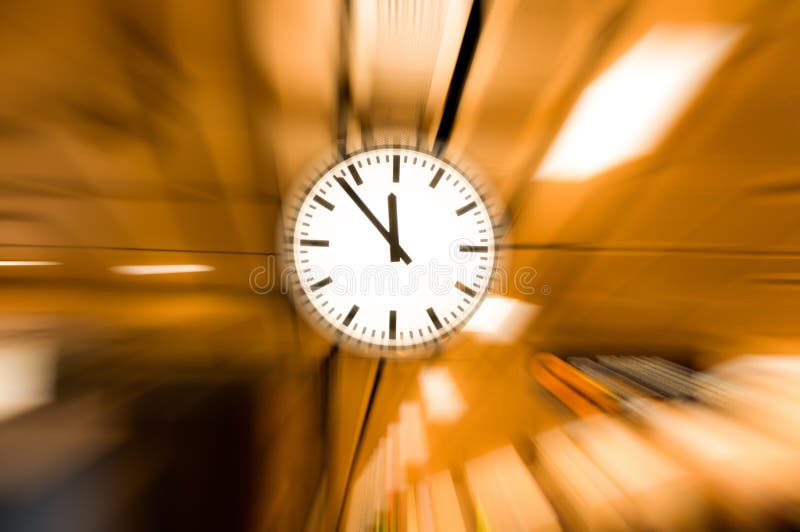 Clock blurred ,conceptual image of time running or passing away effect zoom out