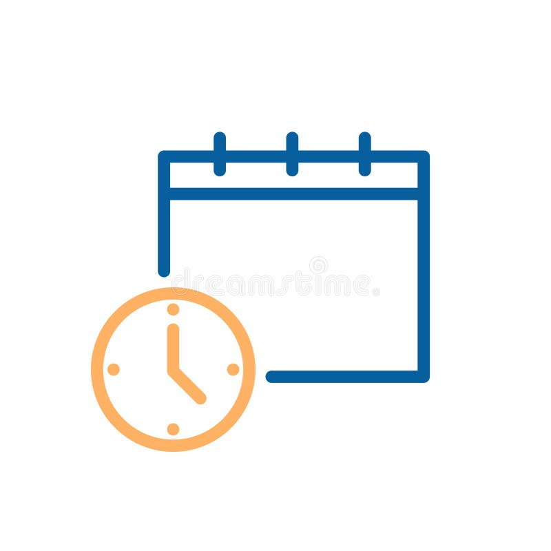 Clock and calendar simple icon. Vector illustration for business, schedule, office, routine, delivery days, deadline etc royalty free illustration