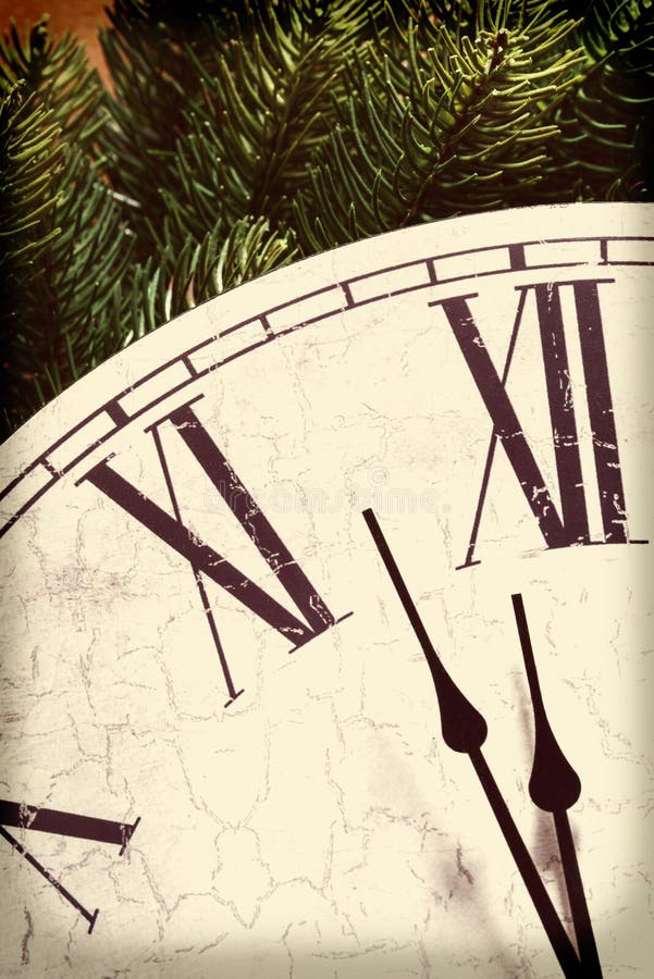 Clock with Christmas Decorations Stock Image Image of clock