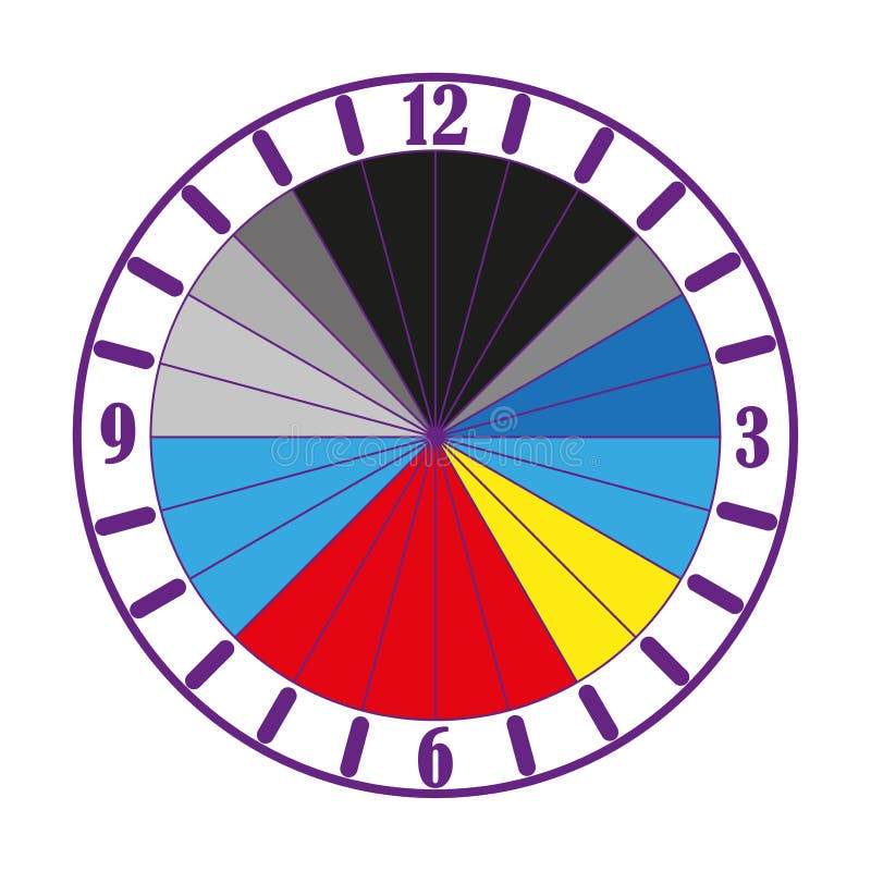 Clock Color Sectors in Modern Style. Vector Illustration Stock Vector