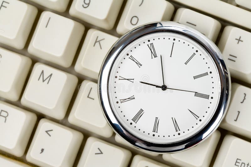 Clock and Computer Keyboard Stock Photo Image of urgency, 10595486
