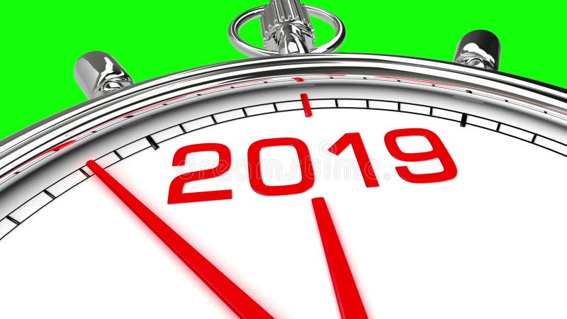 New year 2019 clock green screen