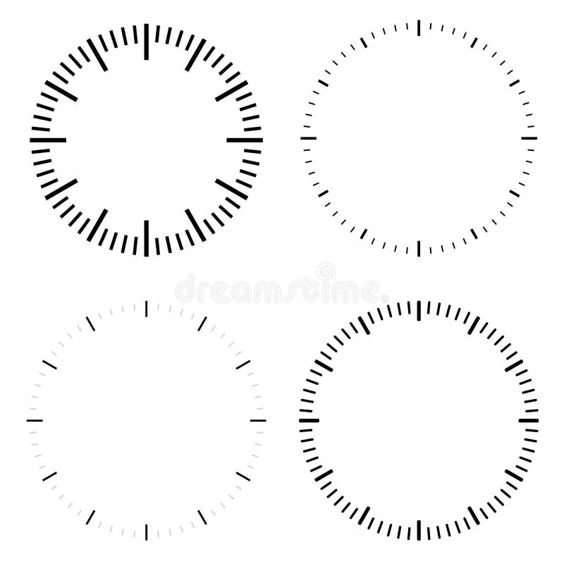 Clock dial face vector illustrations set