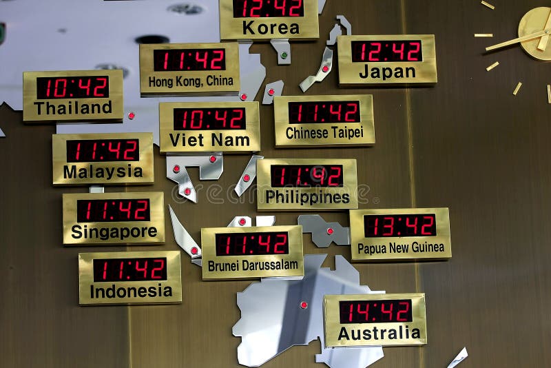 Time Zone Map Of Southeast Asia Or World Map Stock Image Image of