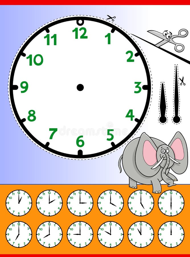 Wall Clock White Elephant Kids Cartoon Silhouette 