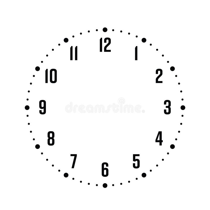 Clock Face. Hour Dial with Numbers. Dots Mark Minutes and Hours