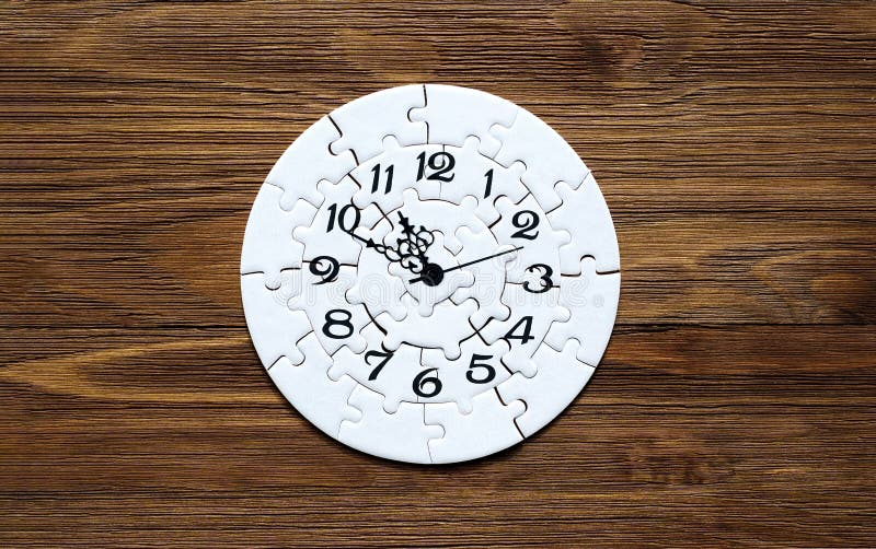 Clock Face Puzzle on Wooden Table Stock Image Image of timepiece
