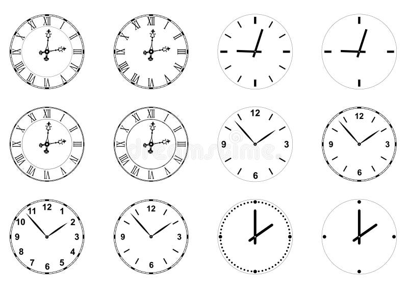 Množina vektorov hodiny tváre a rúk.