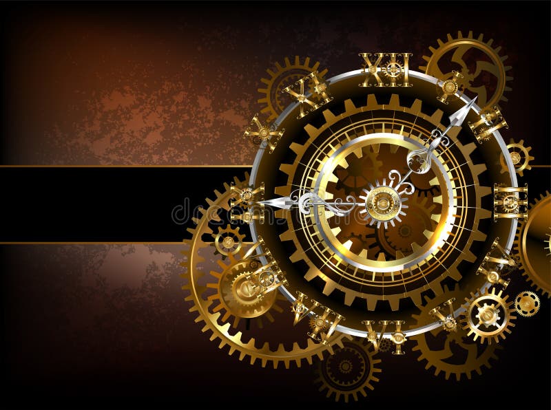 Clock with gears stock vector. Illustration of mechanical - 101600028