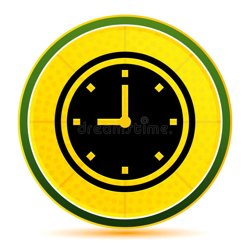 Clock Icon Lemon Lime Yellow Round Button Illustration Stock