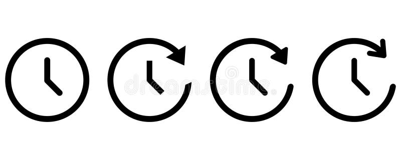 Clock icon set. Circular time design. Symbolic vector collection. Minimal face layout. royalty free illustration