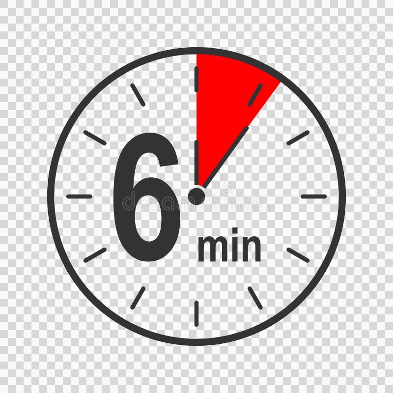 Clock Icon with Six Minute Time Interval. Countdown Timer or ...