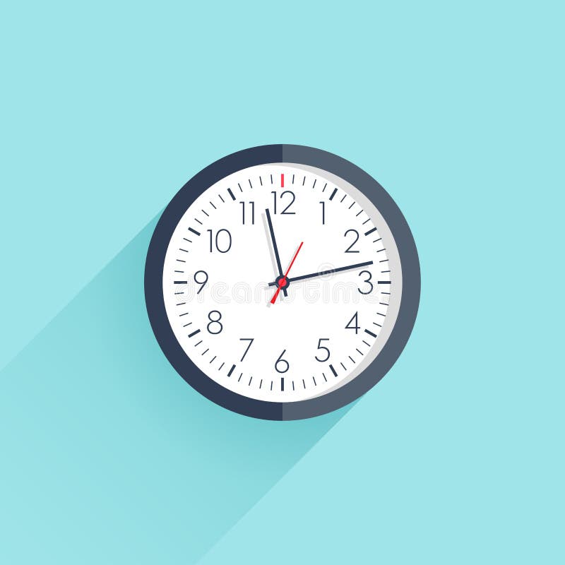 Clock icon vector illustration flat design with long shadow