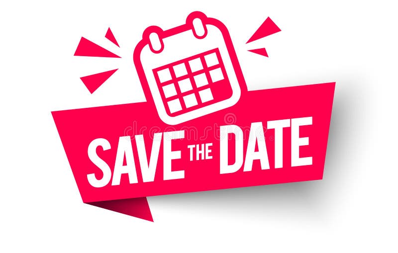 Vector Illustration Save The Date Label. Modern Web Banner Element With Calender stock illustration