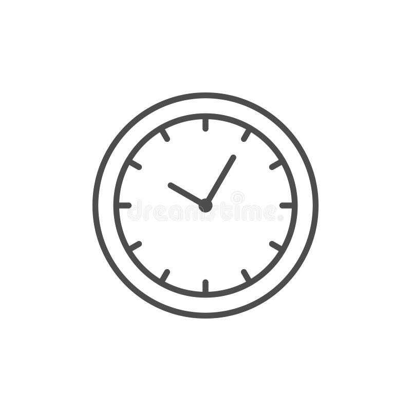 Clock Line Icon or Time Concept Stock Vector Illustration of