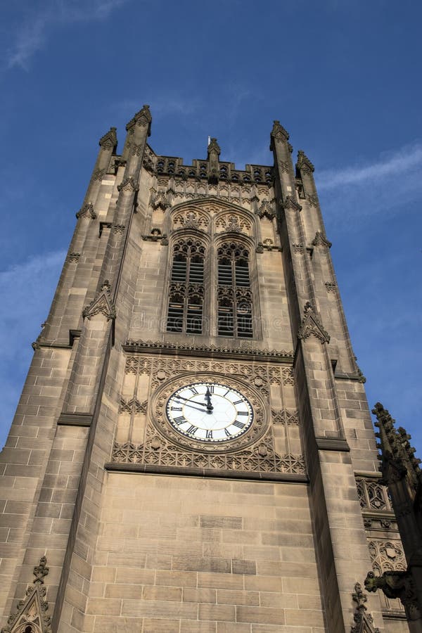 Clock at the Manchester Cathedral at Manchester England 2019 Stock