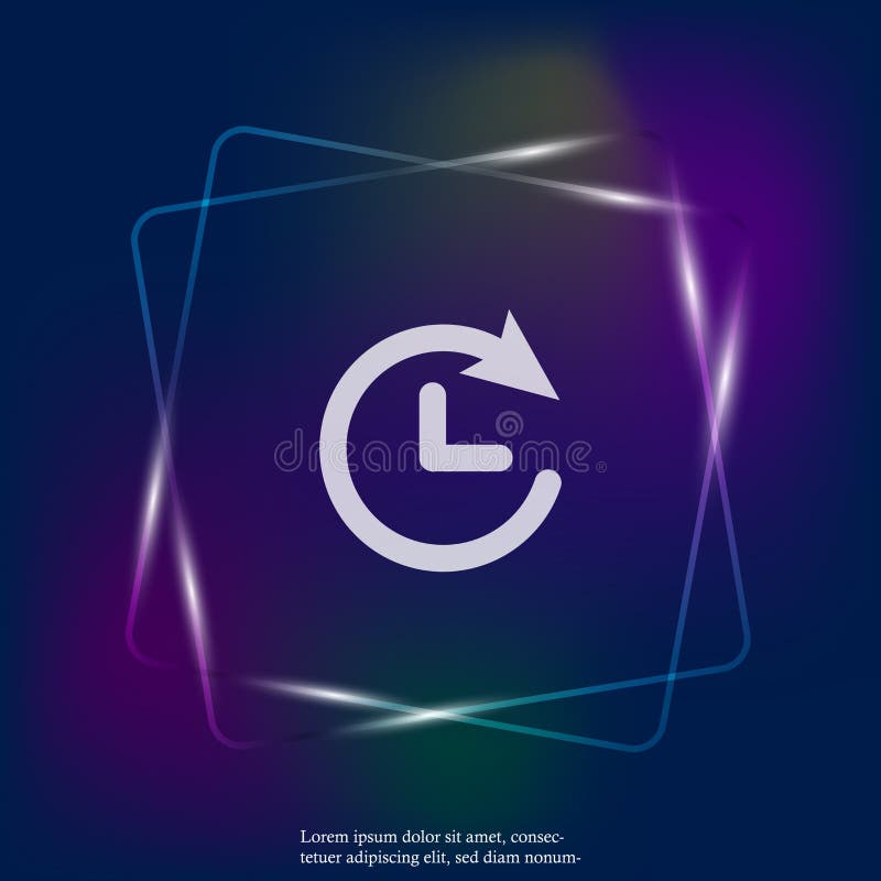 Clock neon light icon. Flat image clock. Layers grouped for easy royalty free illustration