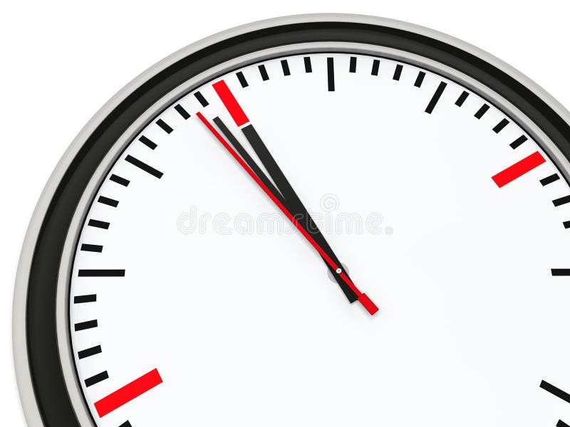 Clock one minute for twelve stock illustration