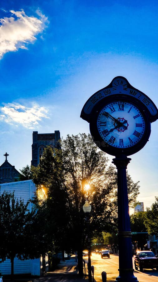 Clock Pole on Street stock image Clock Pole on Street stock image