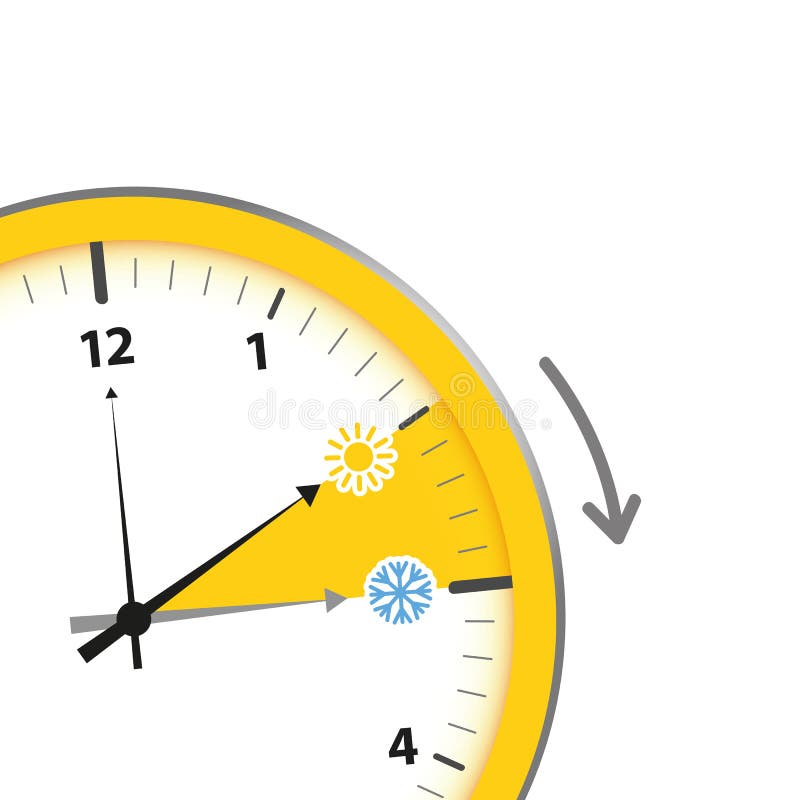 Clock Summer Time Change with Sun and Snowflake Stock Vector