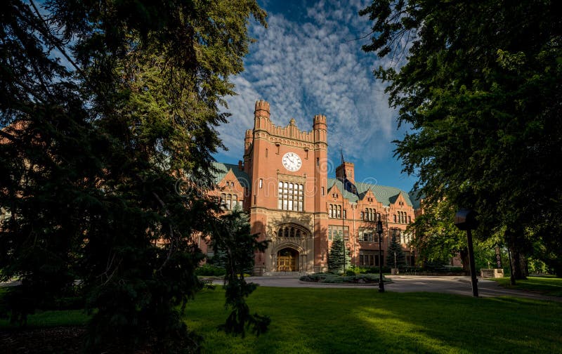 Clock tower of an admin building in Idaho stock photo