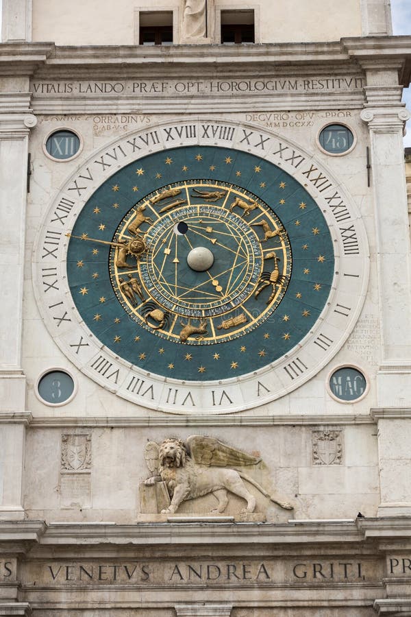 Clock tower building of medieval origins overlooking Piazza dei Signori in Padova