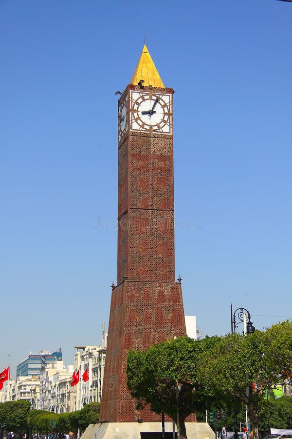 Clock tower in downtown Tunis on a Sunny day. Clock tower in downtown Tunis on a Sunny day